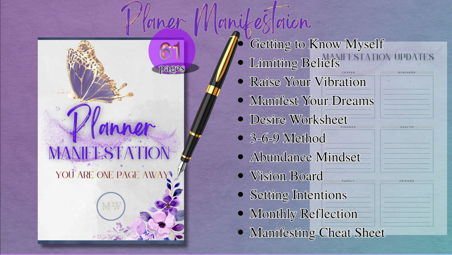 Manifestation Planner Canva Editable