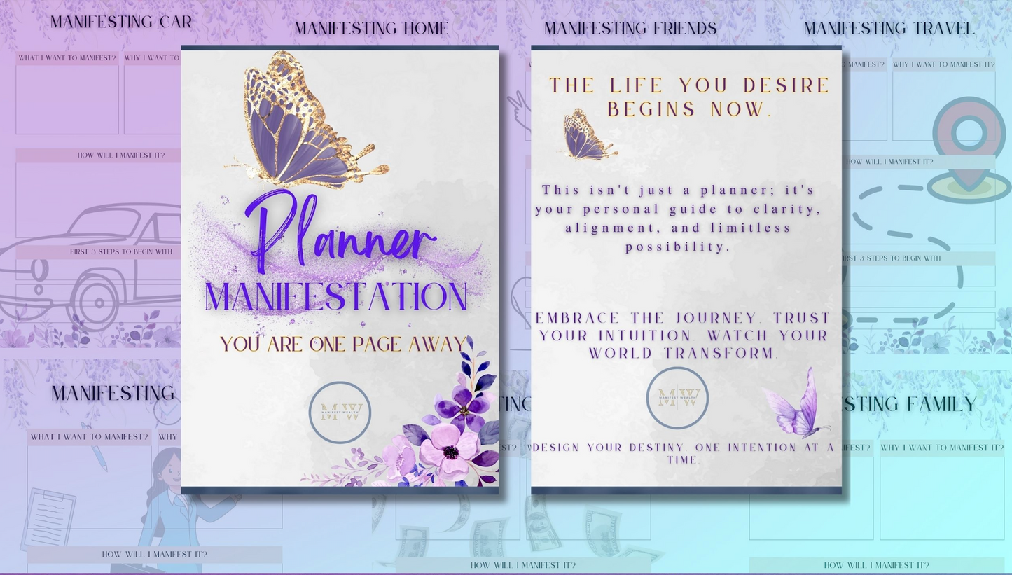 canva ediatable, pnaner, manifestation jurnal, manifesting home, manifesting house, manifesting family manifesting car