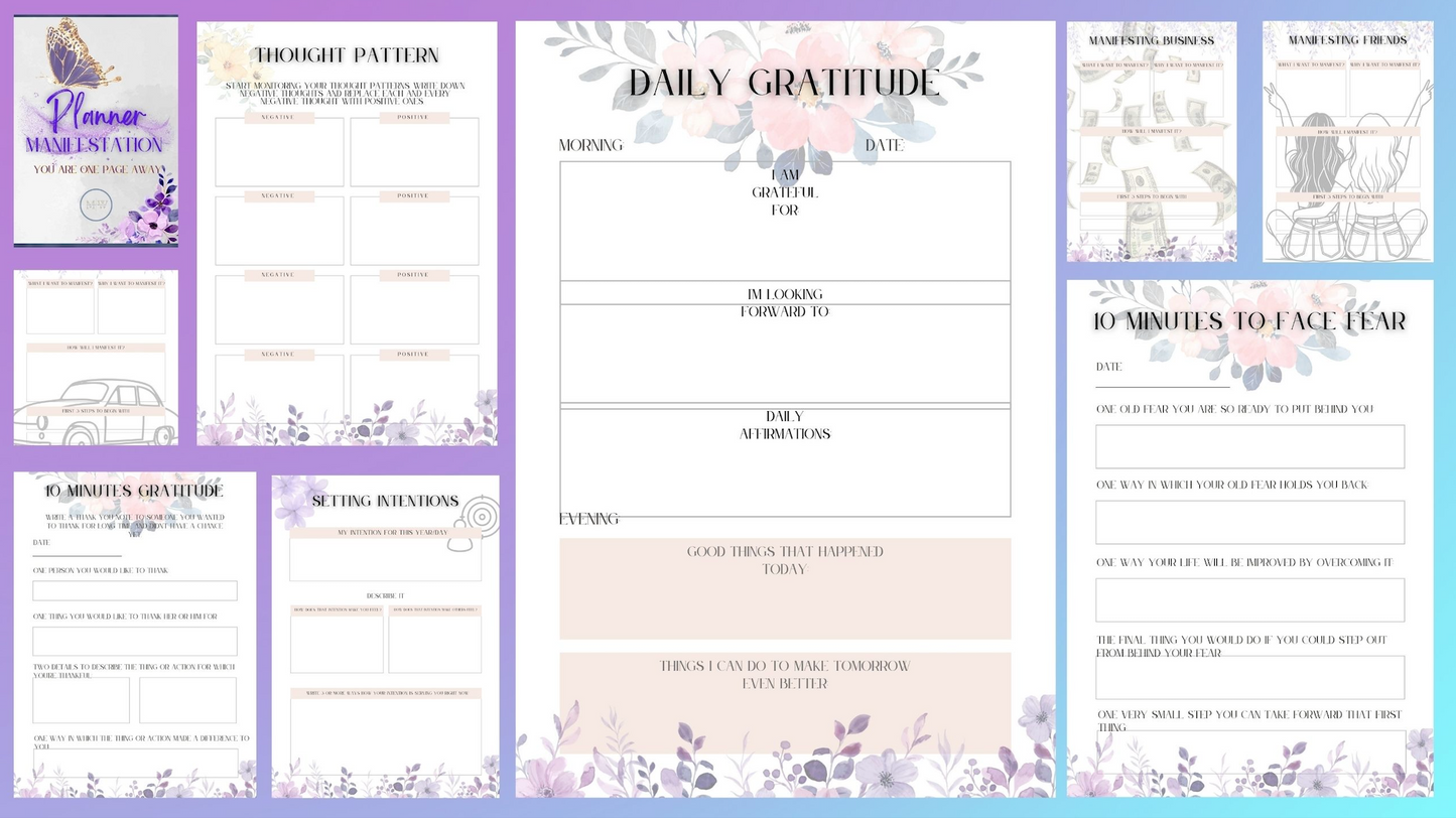 daily grattitude planner manifestation, planner pdf, planer jurnal 