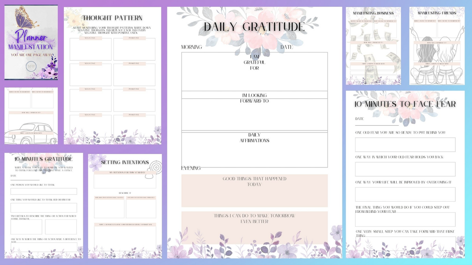daily grattitude planner manifestation, planner pdf, planer jurnal 